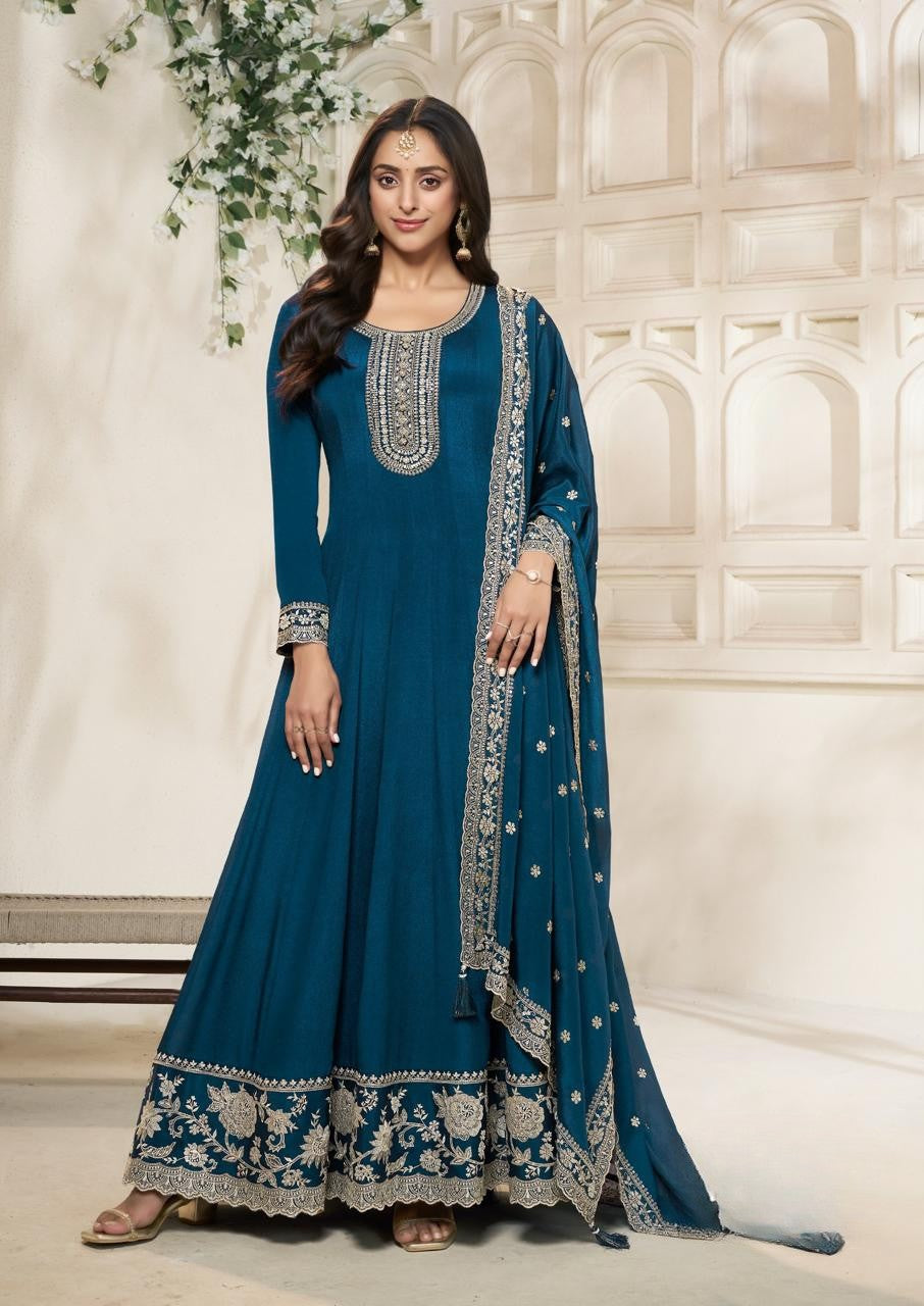 Blue Anarkali Grown - Anu Fashion