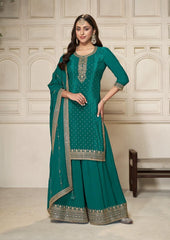 Teal Green Sharara Suit - Anu Fashion