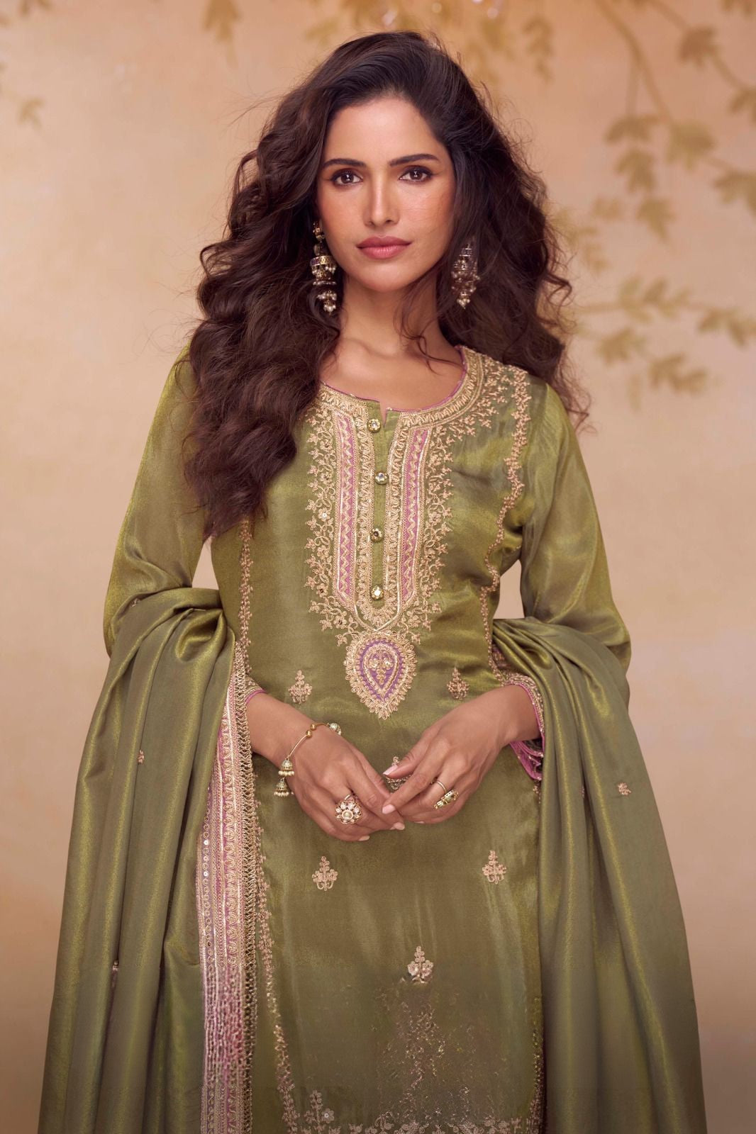 NIRALI Collection Olive Green Salwar Kameez - Anu Fashion