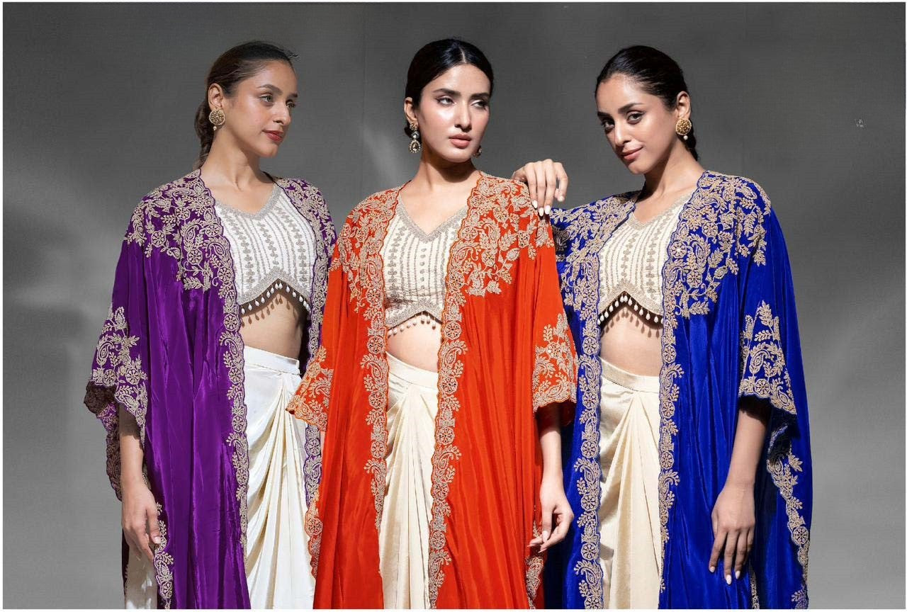 Purple Cowl Skirt & Shrug Western Wear - Anu Fashion