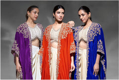 Orange Cowl skirt &Shrug Western Wear - Anu Fashion