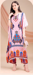 Pink Long Kaftan Natural Crepe 035 - Anu Fashion