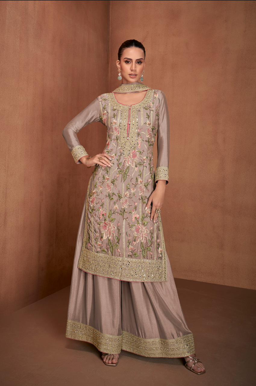 VANYA Collection Pastel Mocha Salwar Kameez - Anu Fashion