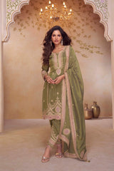 NIRALI Collection Olive Green Salwar Kameez - Anu Fashion