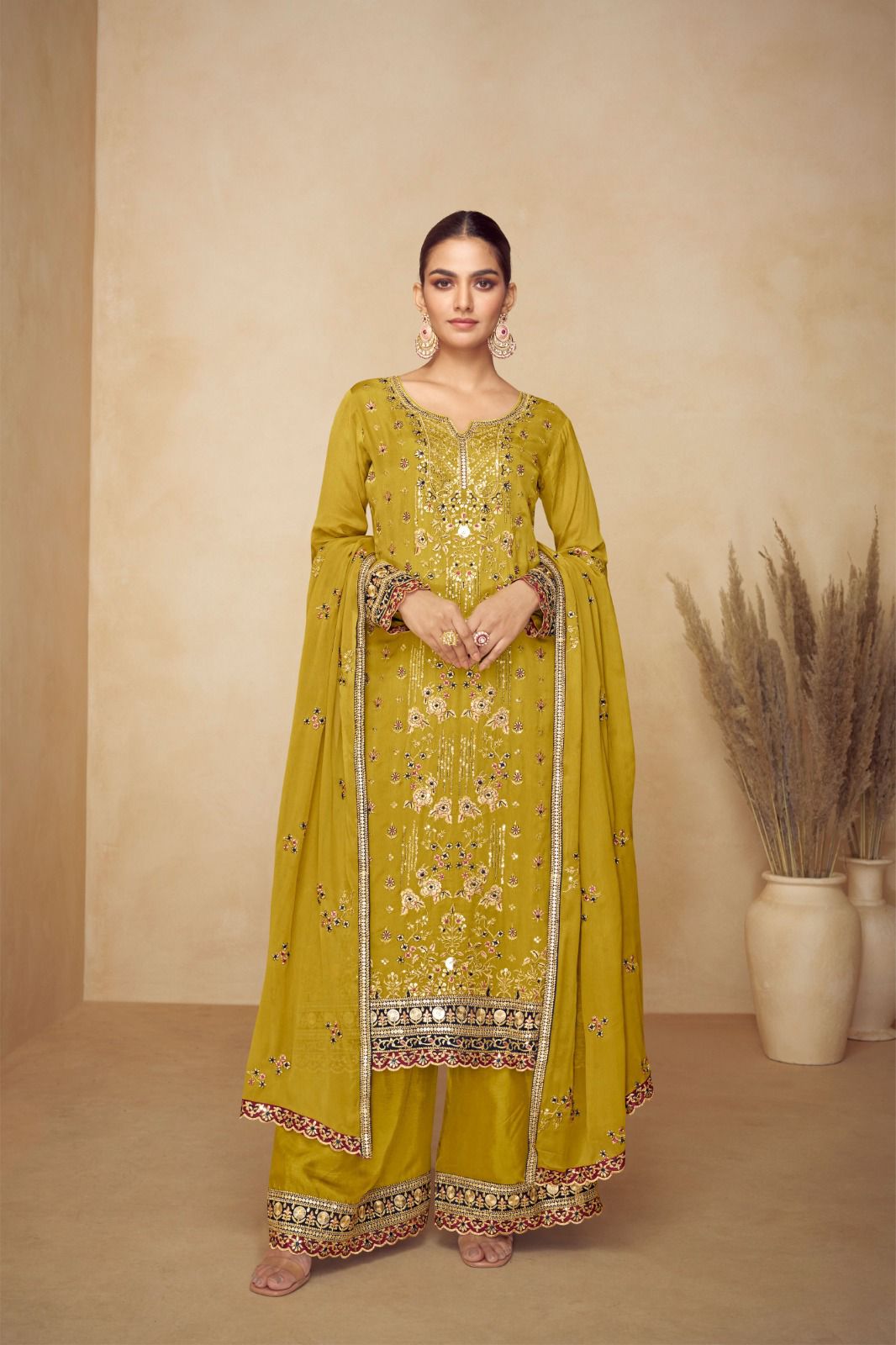 PAHAL Collection Mustard Yellow Salwar Kameez - Anu Fashion