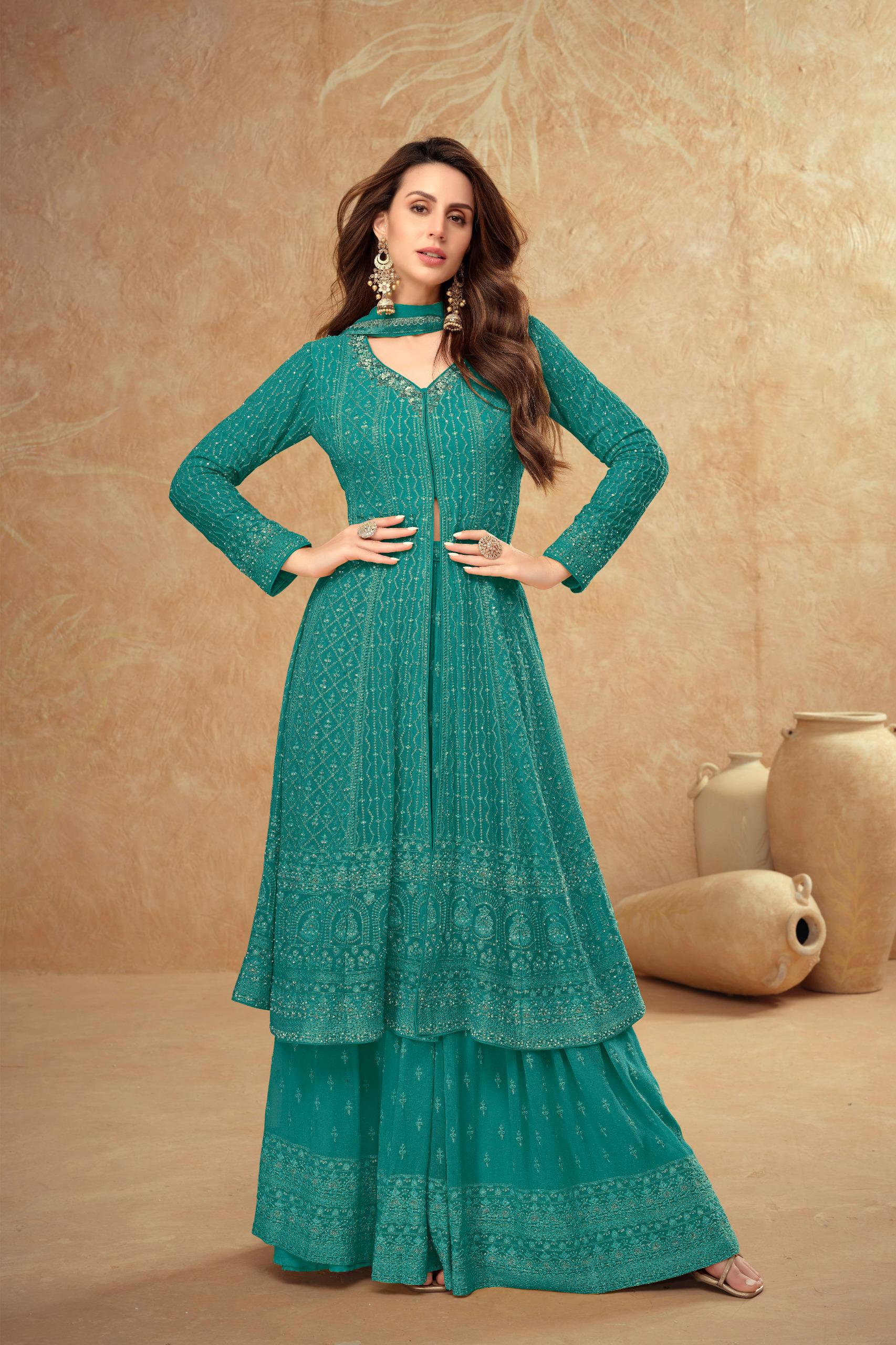 FARINA Collection Peacock Green Salwar - Anu Fashion