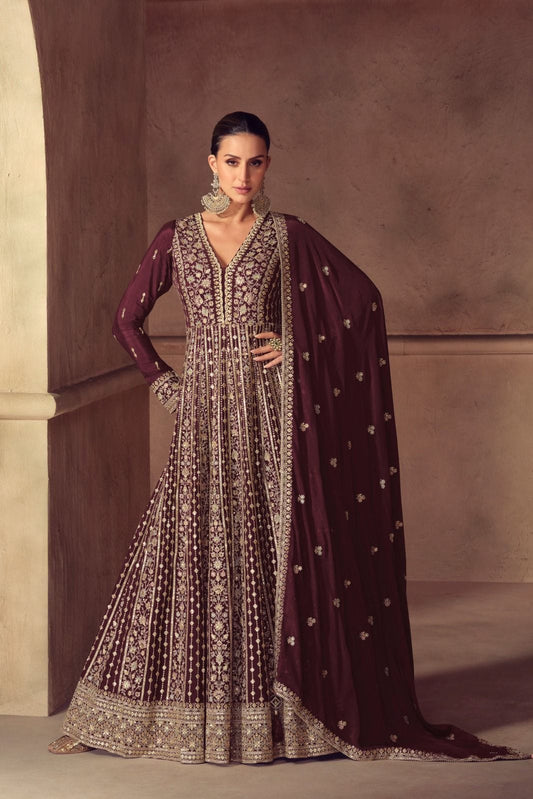 HAZAEL Collections Maroon Grown - Anu Fashion