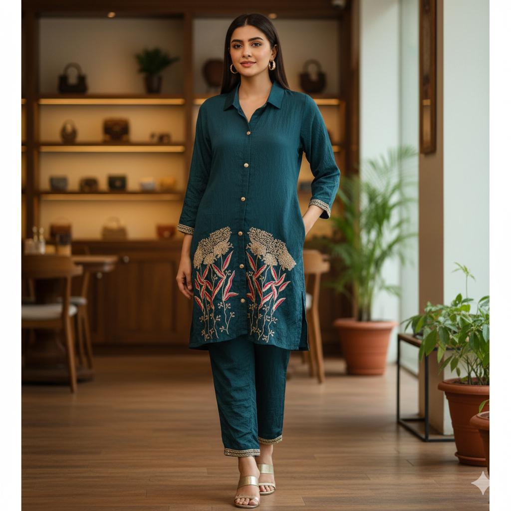 Cursh Chinnon Blue Co-Ord Set - Anu Fashion