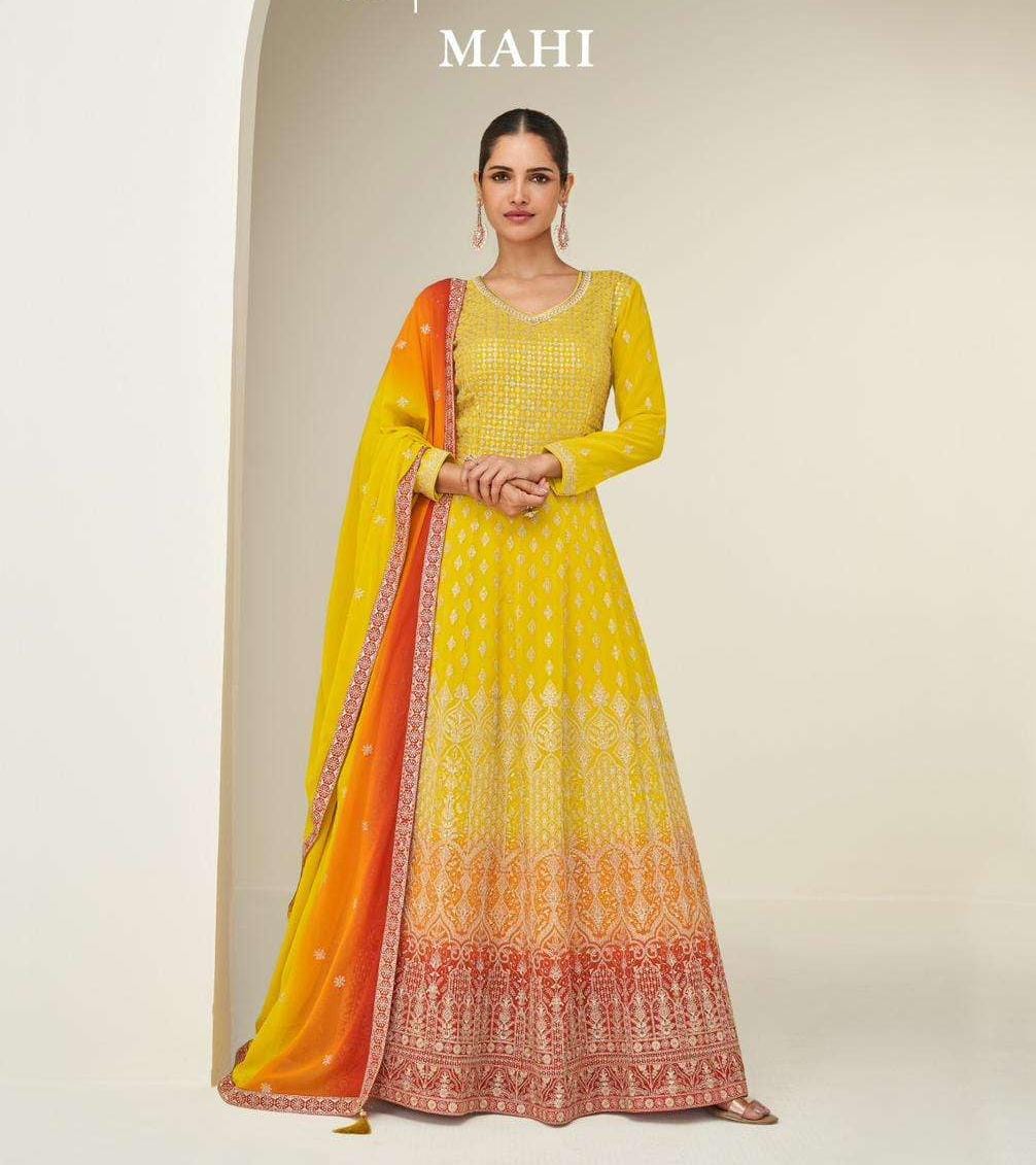 MAHI Collections Yellow Multi Color Grown - Anu Fashion