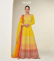 MAHI Collections Yellow Multi Color Grown - Anu Fashion