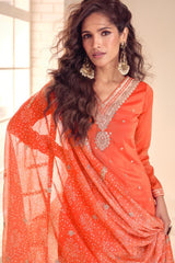 TISHA Collection Coral Orange Salwar Kameez - Anu Fashion