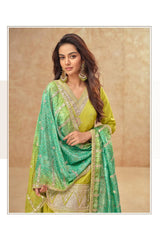 TISHA Collection Lime Green with Aqua Dupatta Salwar Kameez - Anu Fashion