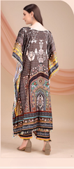 Brown Long Kaftan Natural Crepe 035 - Anu Fashion