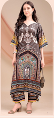 Brown Long Kaftan Natural Crepe 035 - Anu Fashion