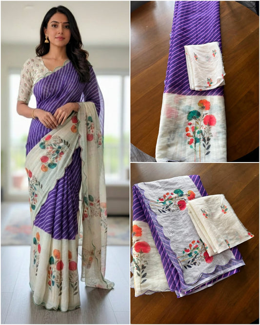 LINEN CUTWORK SAREE