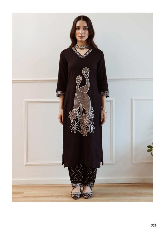 BLACK KURTA SET 694350