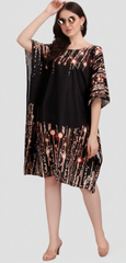 Black Short Natural Crepe Kaftan 017 - Anu Fashion