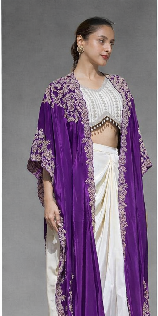 PURPLE COWL SKIRT & STRUG WESTERN WEAR - Anu Fashion
