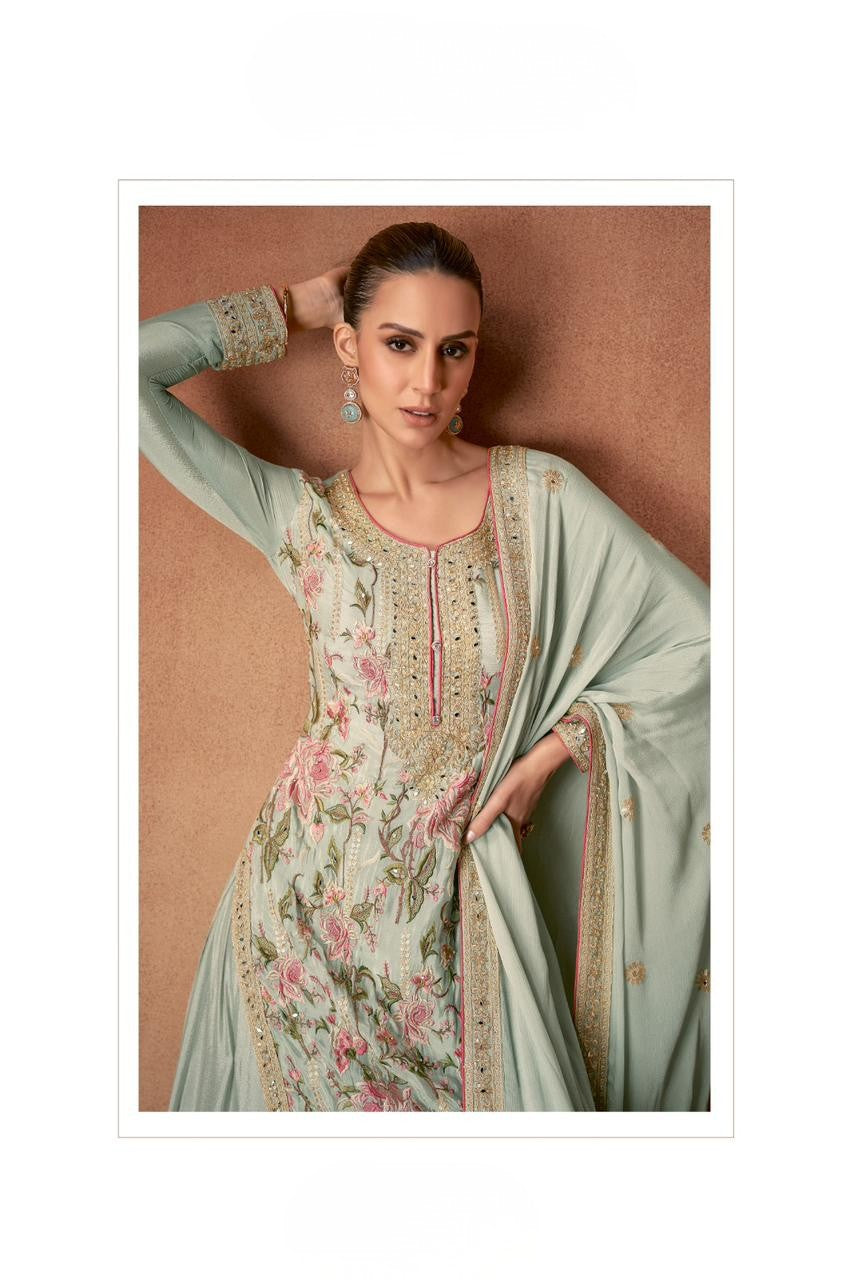 VANYA Collection Pastel Sage Green Salwar Kameez - Anu Fashion