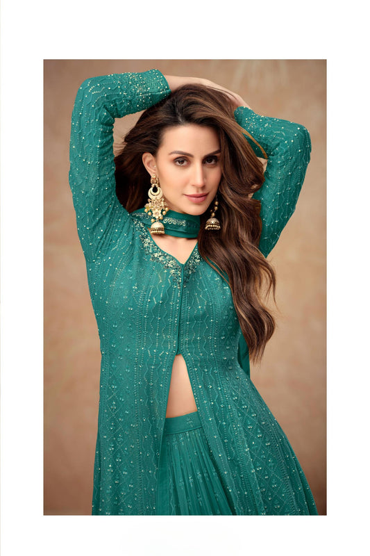 FARINA Collection  Peacock Green Salwar - Anu Fashion