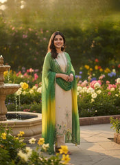 White and Green Pure Shimmer Salwar suit - Anu Fashion