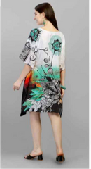 White Short Natural Crepe Kaftan 017 - Anu Fashion