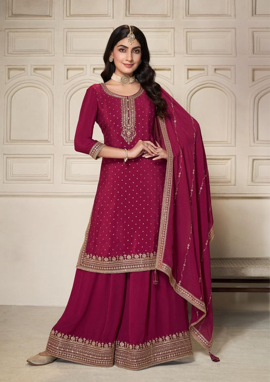 Maroon Sharara Suit - Anu Fashion