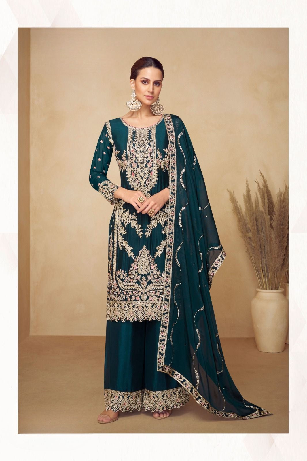 PAHAL Collection Deep Teal Green Salwar Kameez   - Anu Fashion