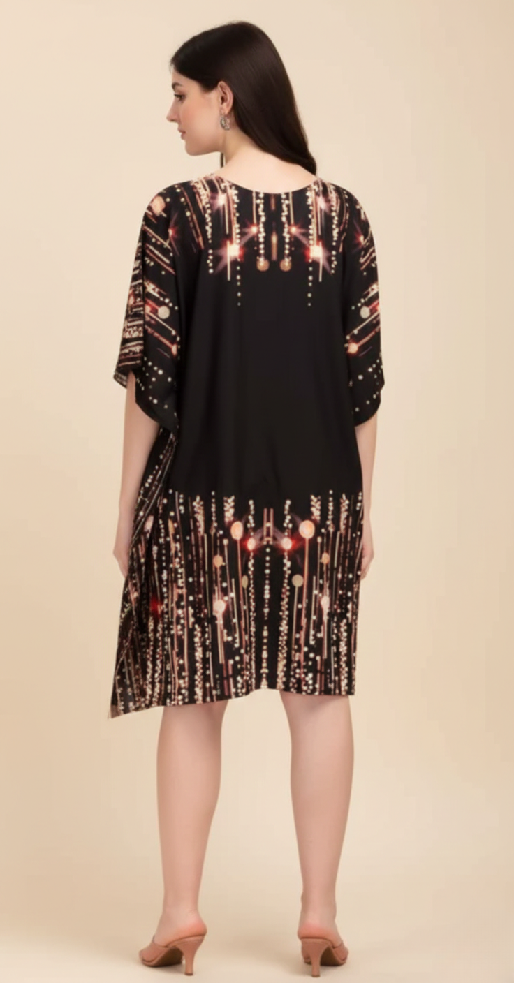 Black Short Natural Crepe Kaftan 017 - Anu Fashion