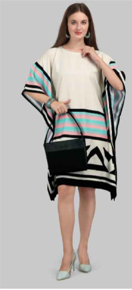 Light Skin Natural Crepe Short Kaftan 017 - Anu Fashion