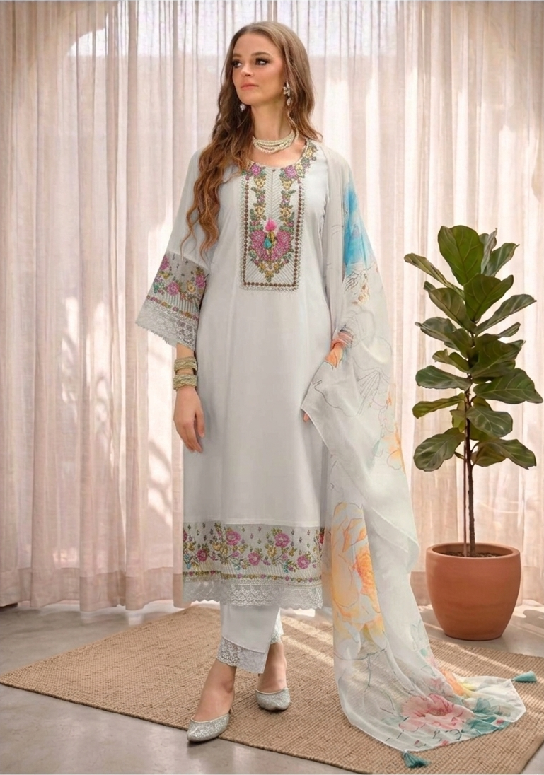 WHITE SALWAR SET 1097159 - Anu Fashion