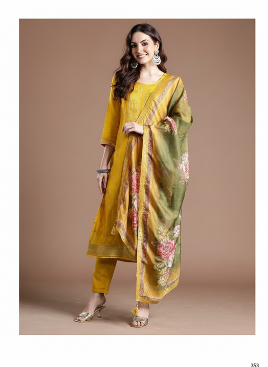 YELLOW SALWAR SET 1048267 - Anu Fashion