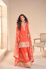 TISHA Collection Coral Orange Salwar Kameez - Anu Fashion