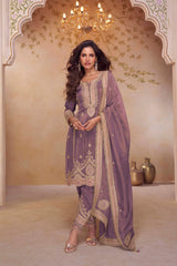 NIRALI Collection Lavender Grey Salwar Kameez   - Anu Fashion