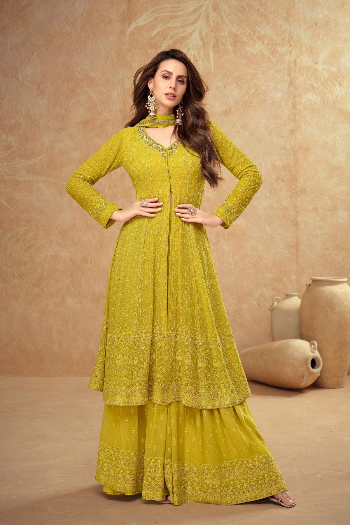 FARINA Collection Yellow Green Salwar - Anu Fashion