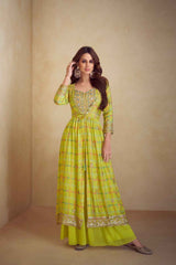 Bright Lime Green Long Grown - Anu Fashion