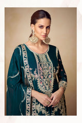 PAHAL Collection Deep Teal Green Salwar Kameez   - Anu Fashion