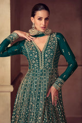 HAZAEL Collections Teal Green Grown - Anu Fashion