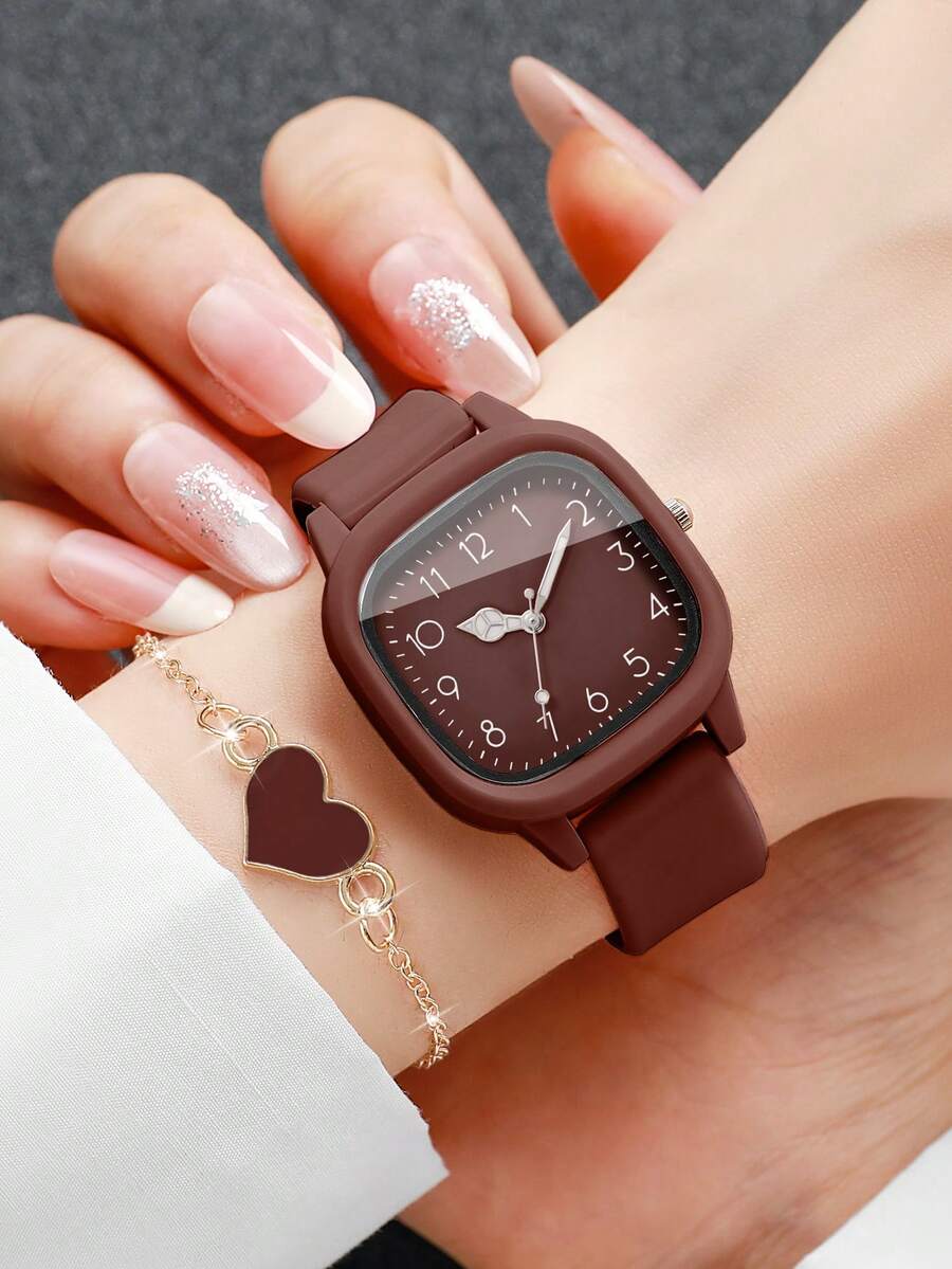 Women's Silicone Watch With Heart-Shaped Bracelet