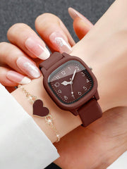 Women's Silicone Watch With Heart-Shaped Bracelet