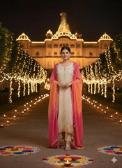 White and Red Pure Shimmer Salwar Suit - Anu Fashion