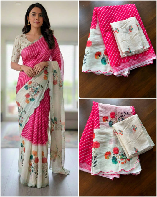 LINEN CUTWORK SAREE