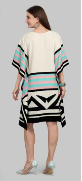 Light Skin Natural Crepe Short Kaftan 017 - Anu Fashion