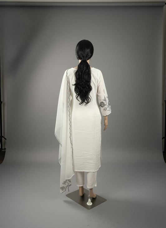 White Viscous Organs Salwar Kameez - Anu Fashion