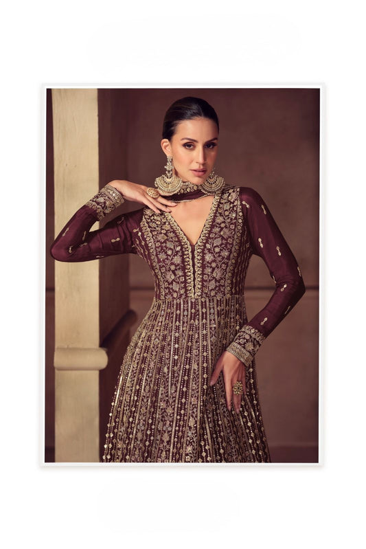 HAZAEL Collections Maroon Grown - Anu Fashion