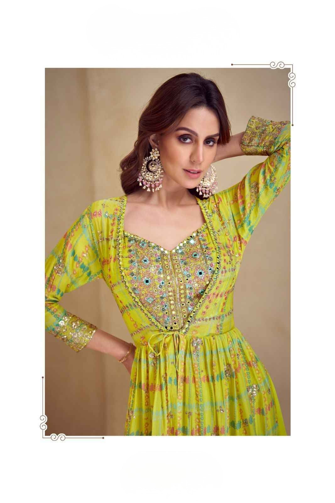 Bright Lime Green Long Grown - Anu Fashion