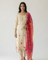 WHITE & PINK PURE SHIMMER SALWAR SUIT - Anu Fashion